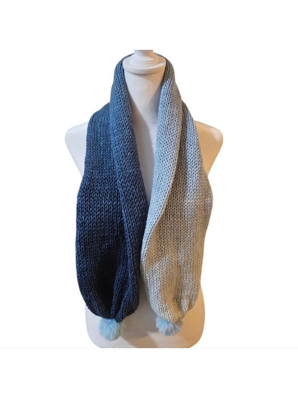Hand Crafted 13way scarf Crochet Handmade Blue Acrylic Textile Art One-of-a-kind